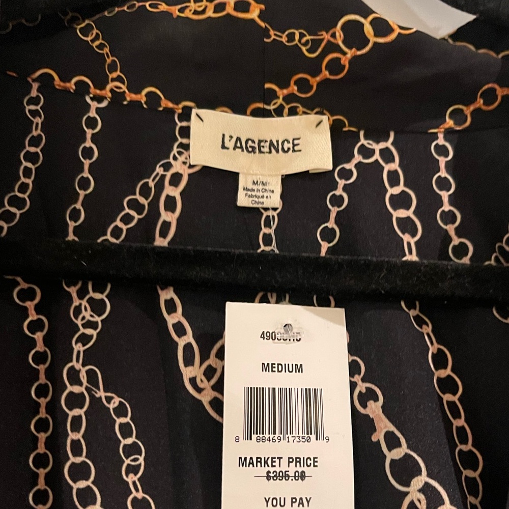 L'AGENCE Chain Pattern Blouse in Black and Gold - Picture 6 of 6